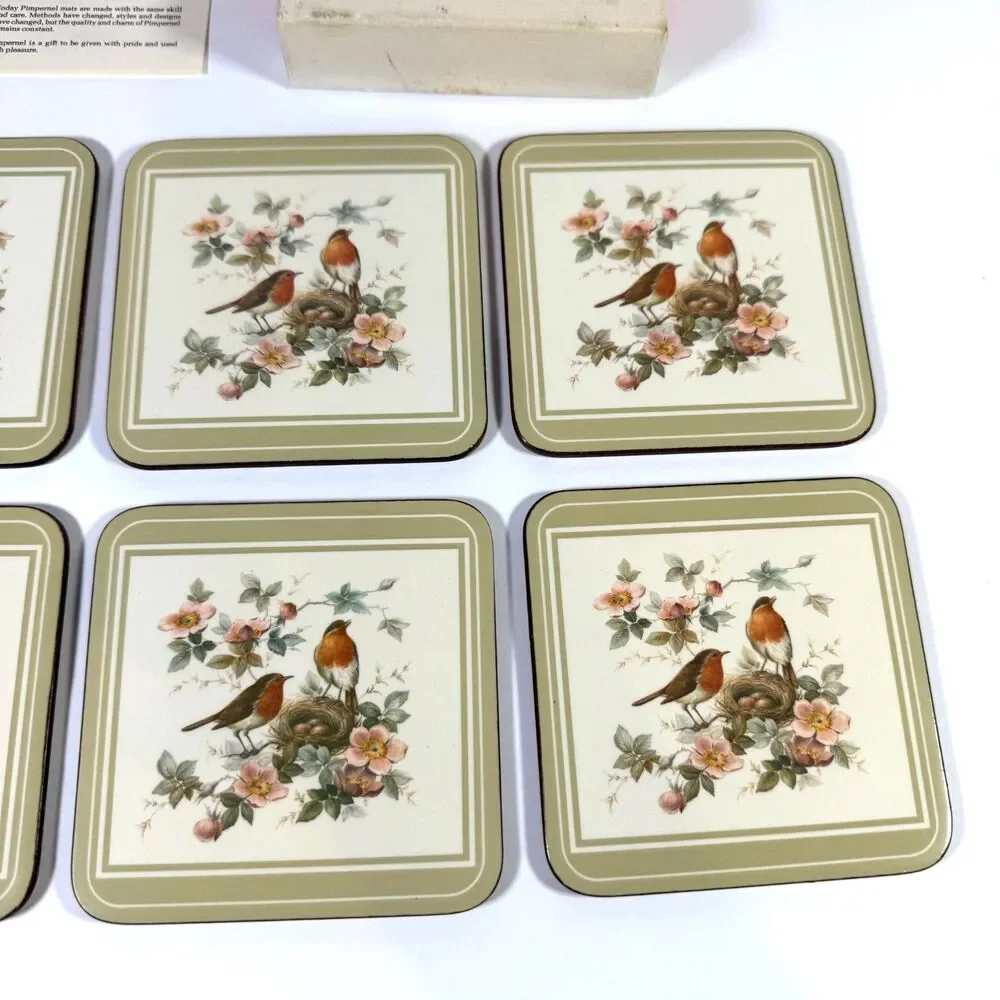 Pimpernel Coaster Set Of 6 Acrylic North American Song Birds De Luxe Finish NEW